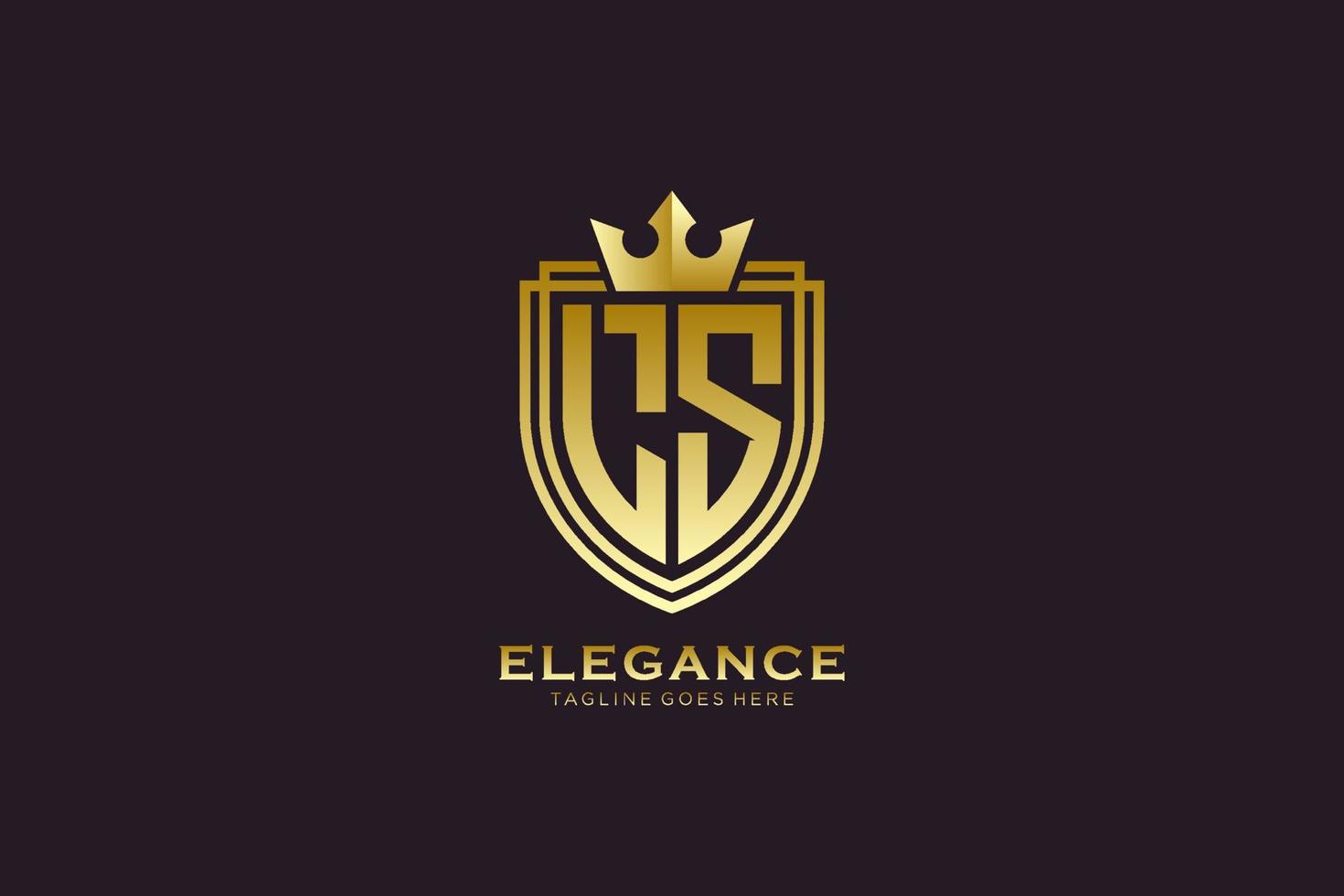 initial LS elegant luxury monogram logo or badge template with scrolls and royal crown - perfect for luxurious branding projects vector