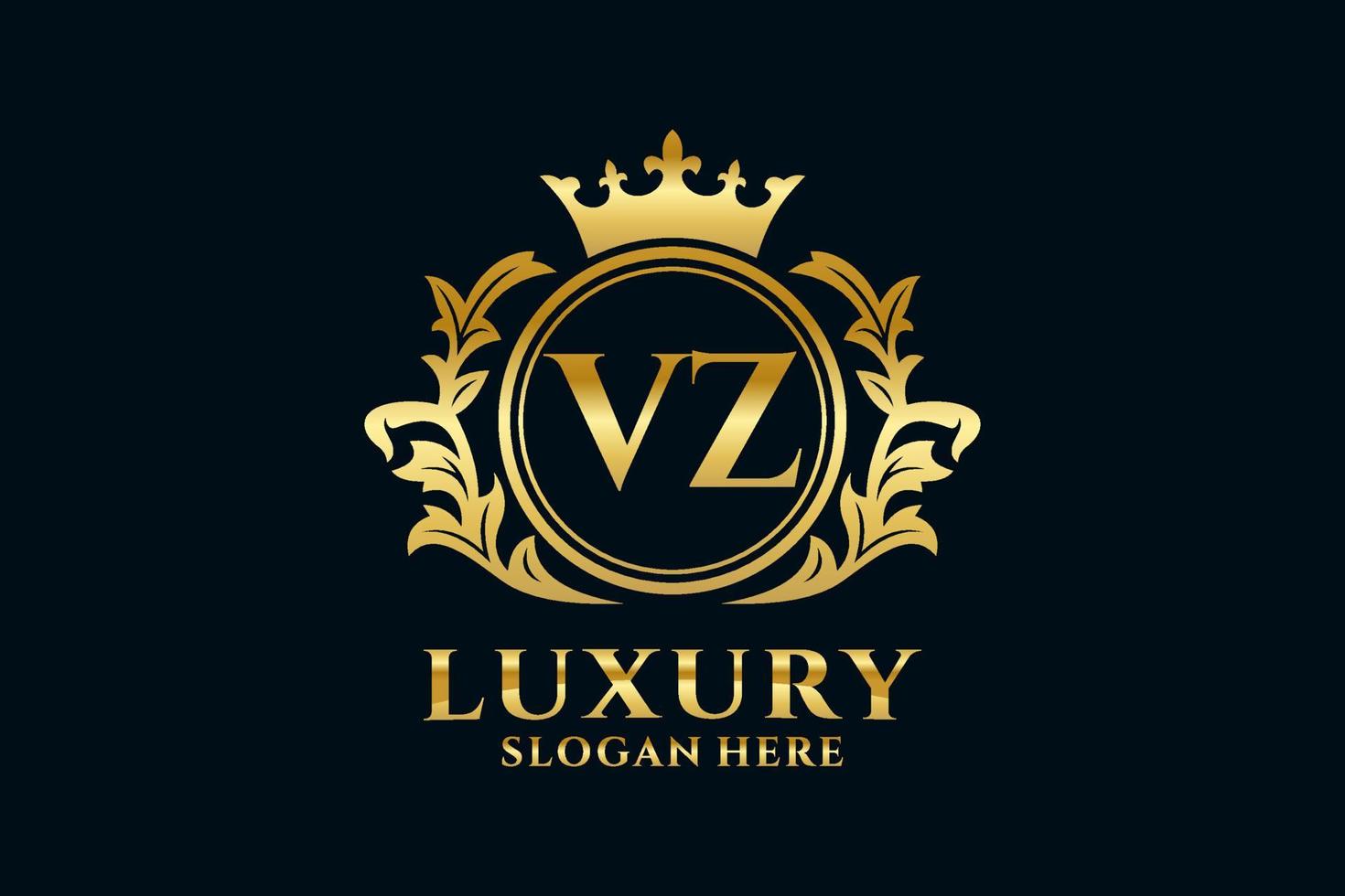 Initial VZ Letter Royal Luxury Logo template in vector art for luxurious branding projects and other vector illustration.