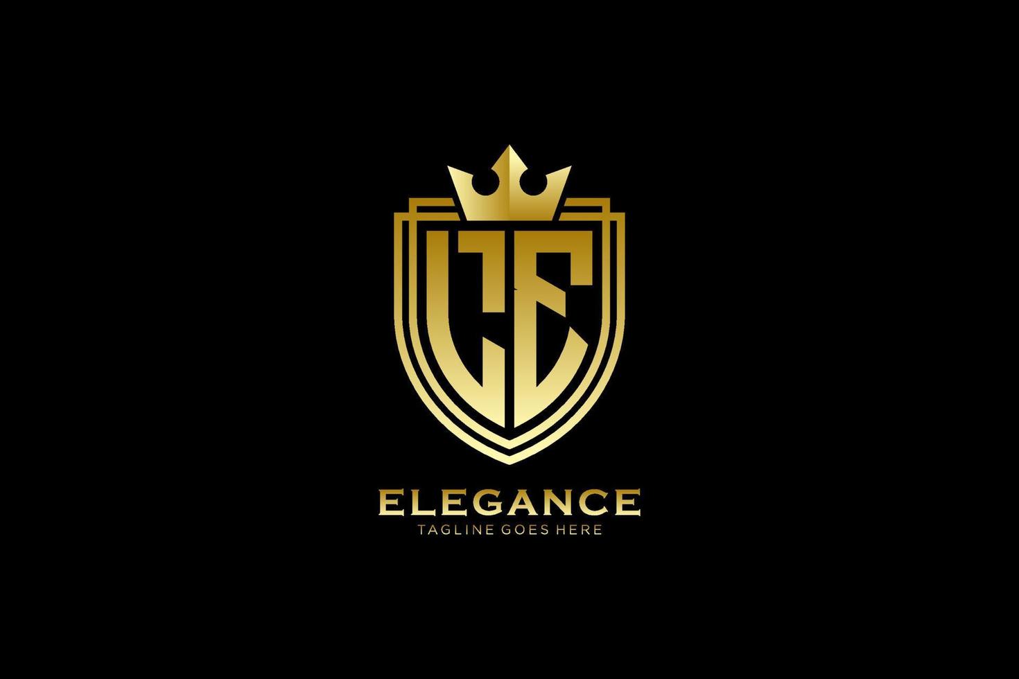 initial LE elegant luxury monogram logo or badge template with scrolls and royal crown - perfect for luxurious branding projects vector