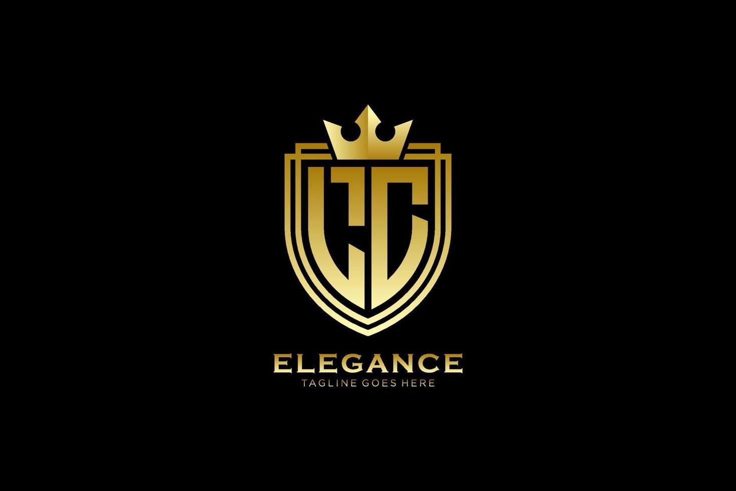 initial LC elegant luxury monogram logo or badge template with scrolls and royal crown - perfect for luxurious branding projects vector