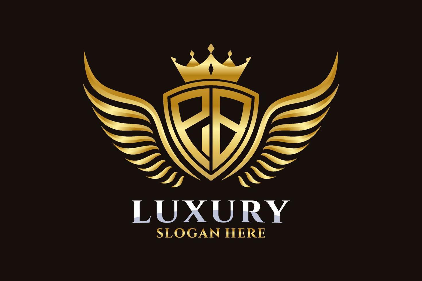 Luxury royal wing Letter PB crest Gold color Logo vector, Victory logo, crest logo, wing logo, vector logo template.