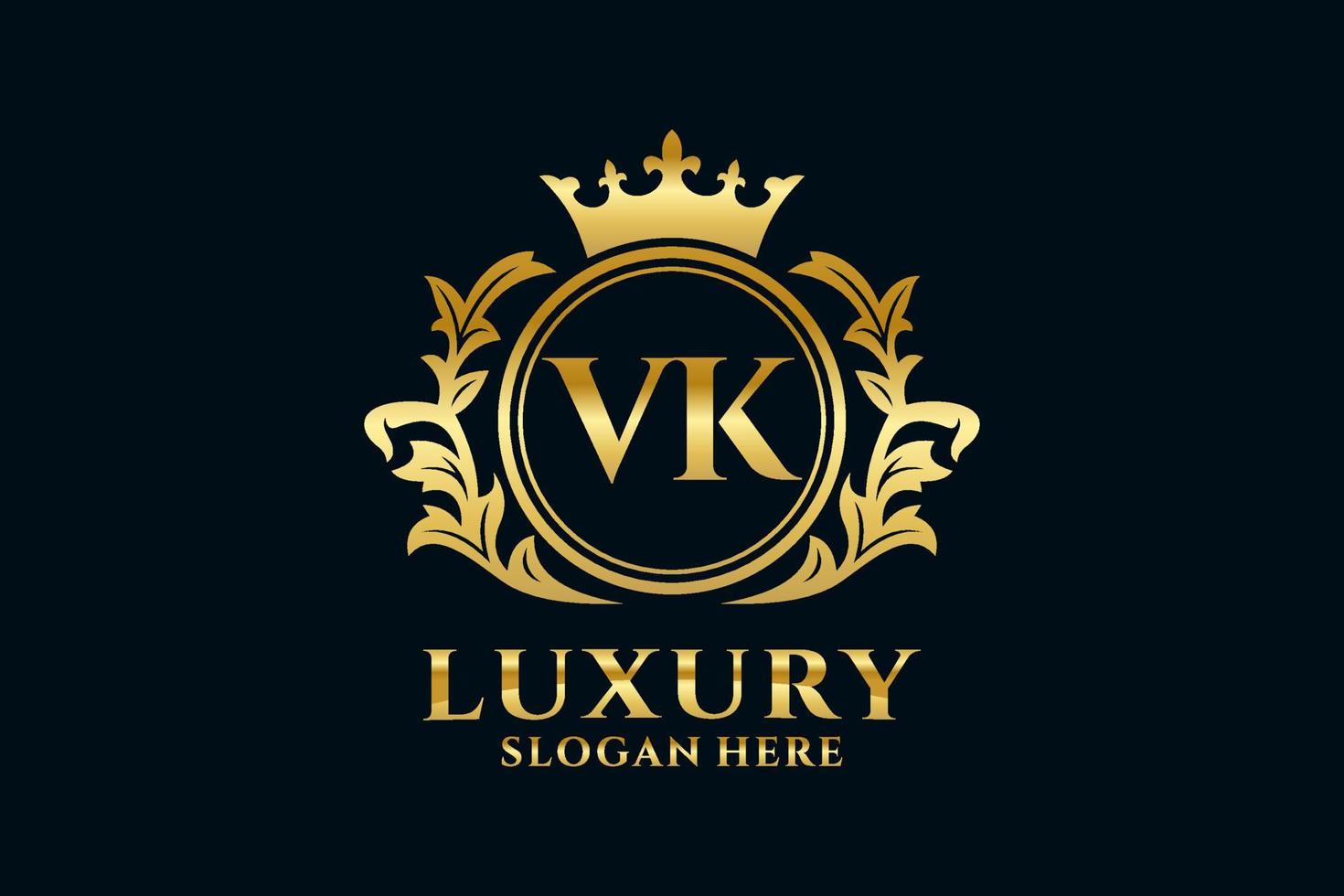 Initial VK Letter Royal Luxury Logo template in vector art for luxurious branding projects and other vector illustration.