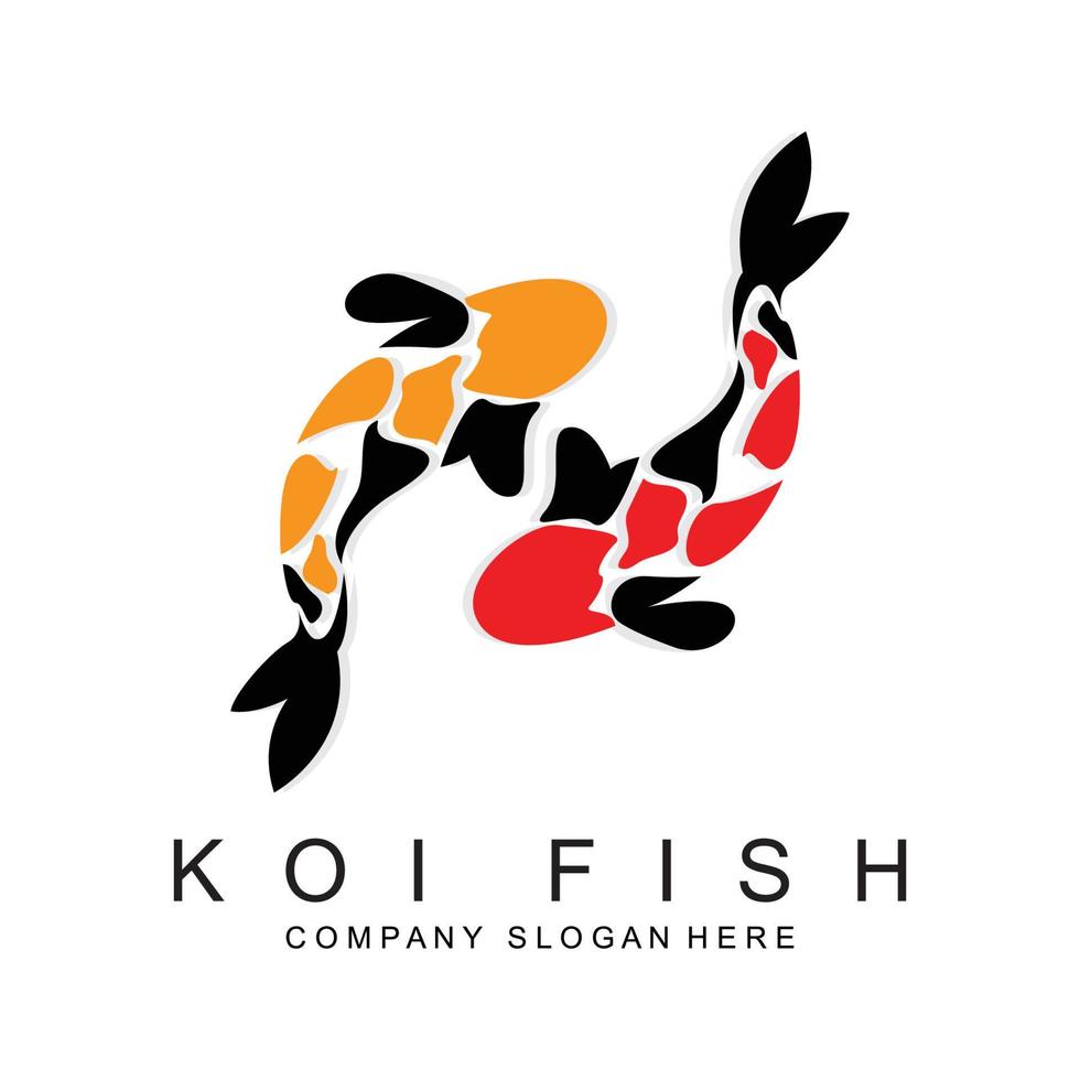 diseño de logotipo de pez koi, vector de pez ornamental, producto de marca de ilustración de ornamento de acuario