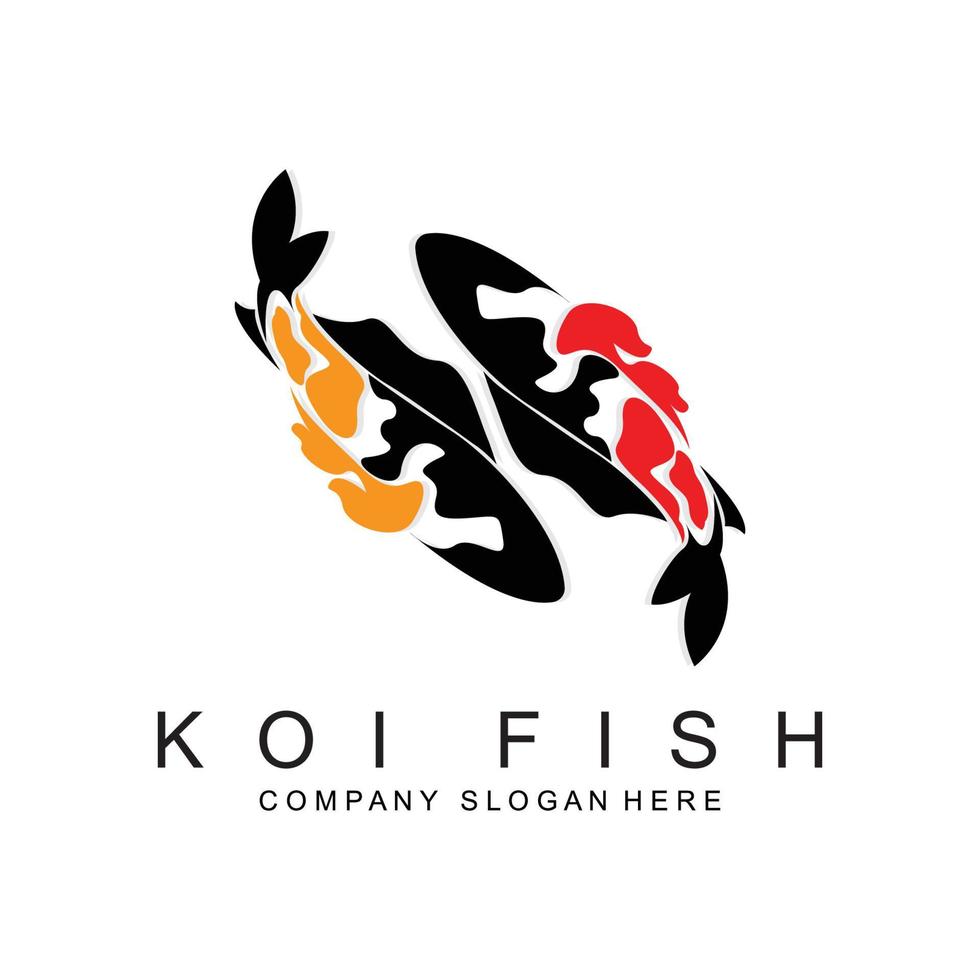 diseño de logotipo de pez koi, vector de pez ornamental, producto de marca de ilustración de ornamento de acuario