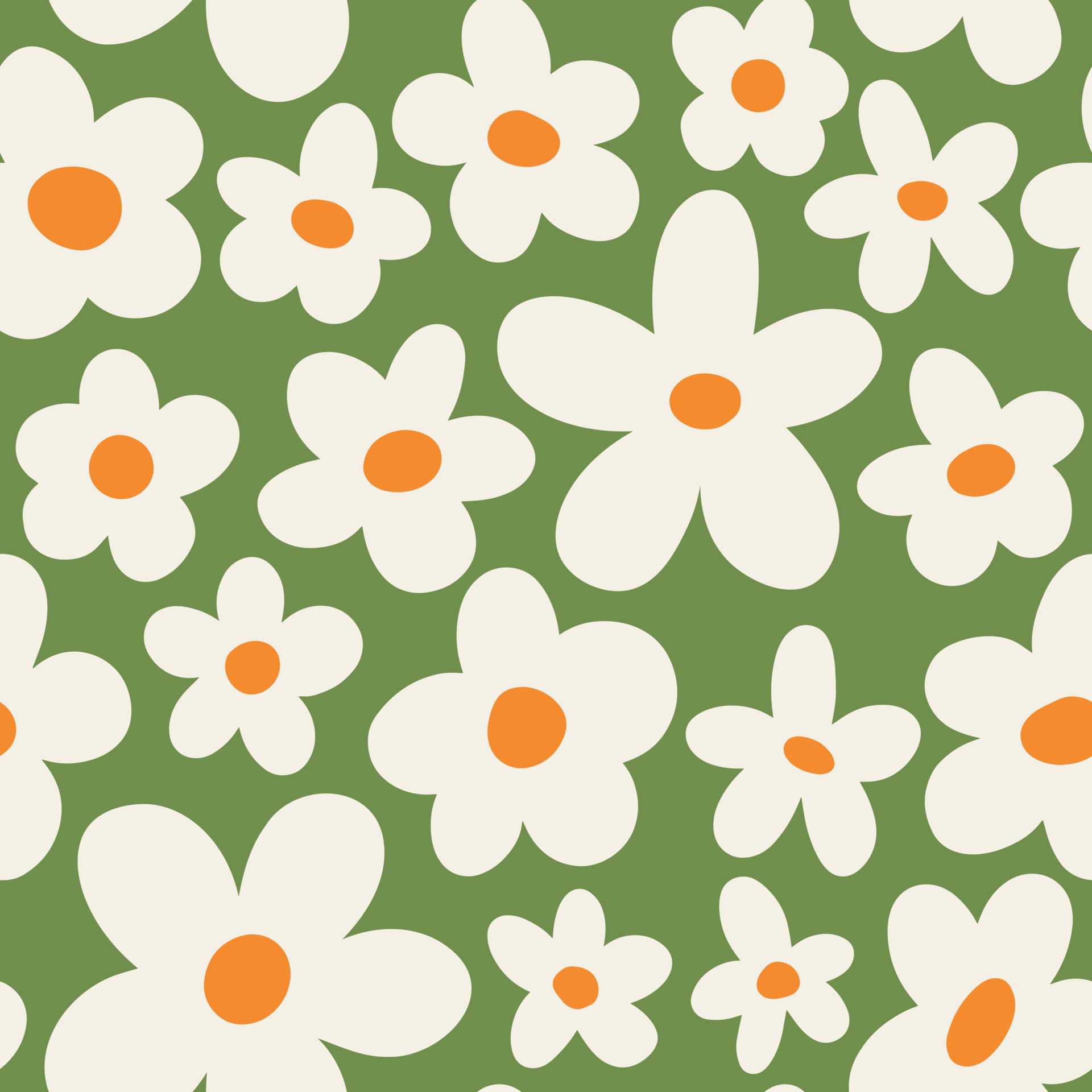 Aesthetic Contemporary printable seamless pattern with retro groovy flowers.  Decorative Naive 60's, 70's style Vintage boho background in minimalist mid  century style for fabric, wallpaper or wrapping 11874612 Vector Art at  Vecteezy