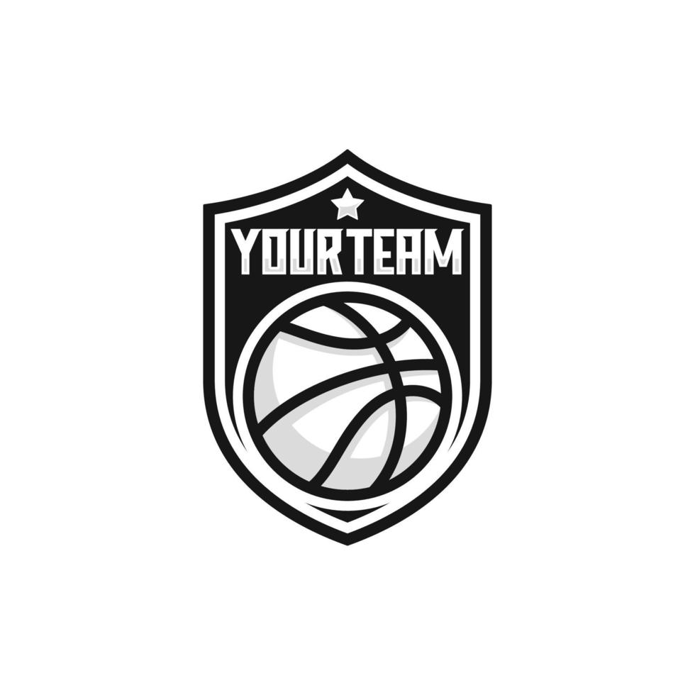 Ilustración de vector de diseño de logotipo de emblema de equipo de baloncesto