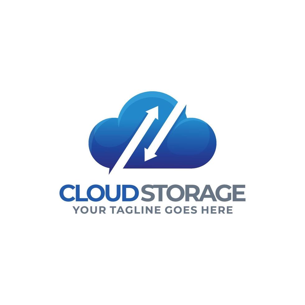 Cloud storage logo. Cloud data logo vector