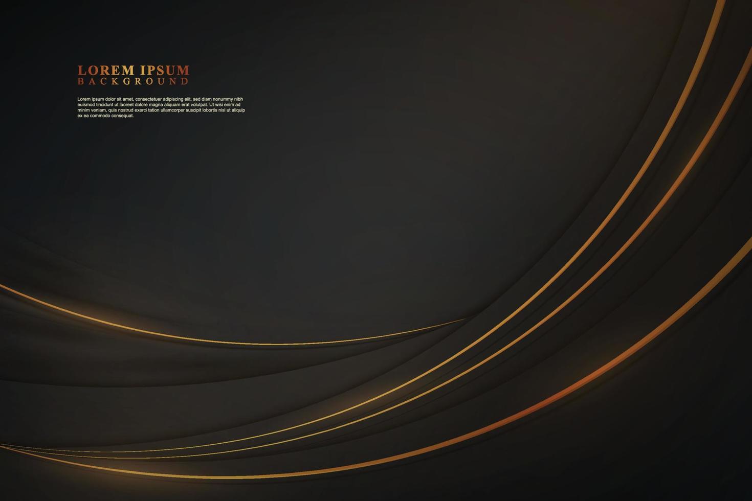 Dark curved with golden shinning background. vector