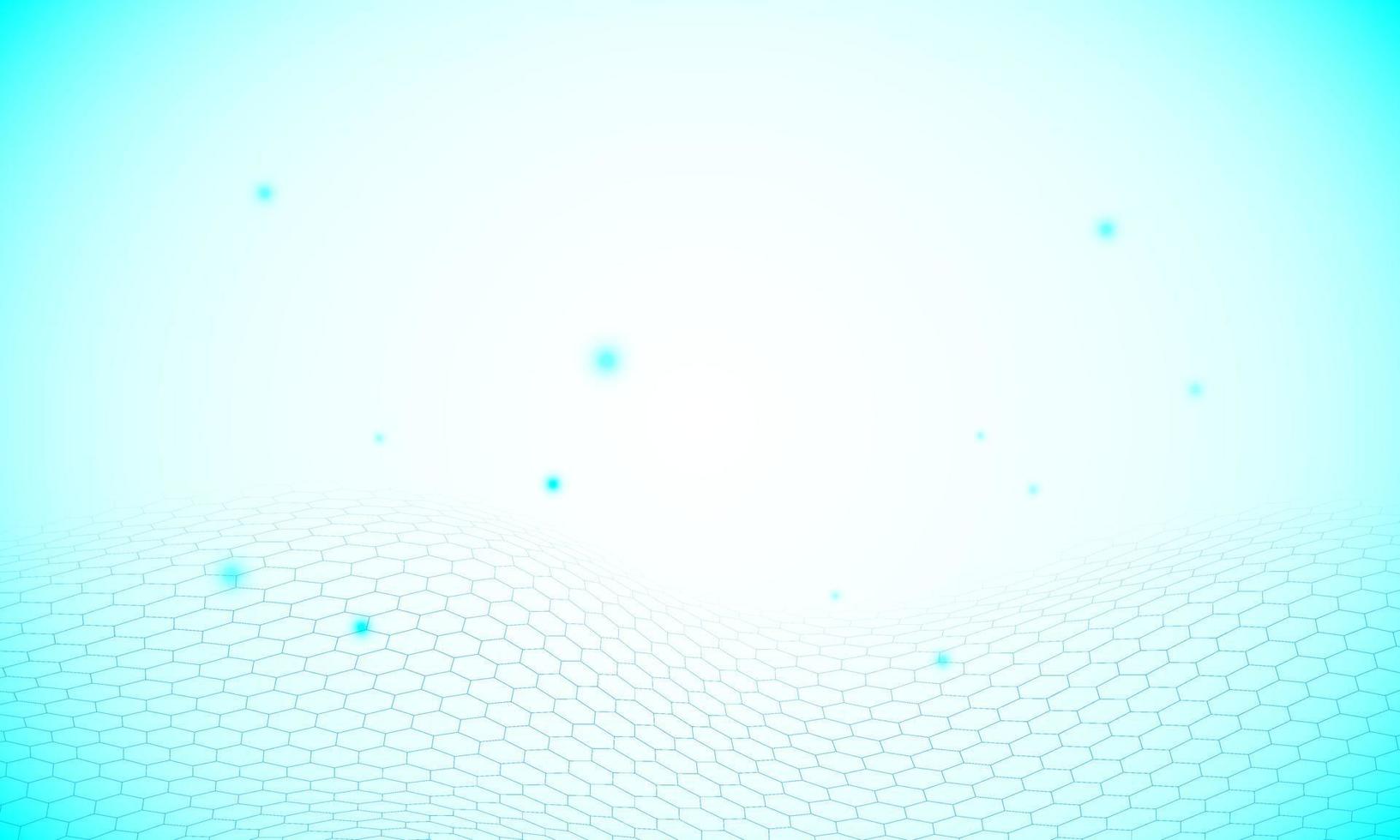 Blue perspective hexagonal with blue dot. vector