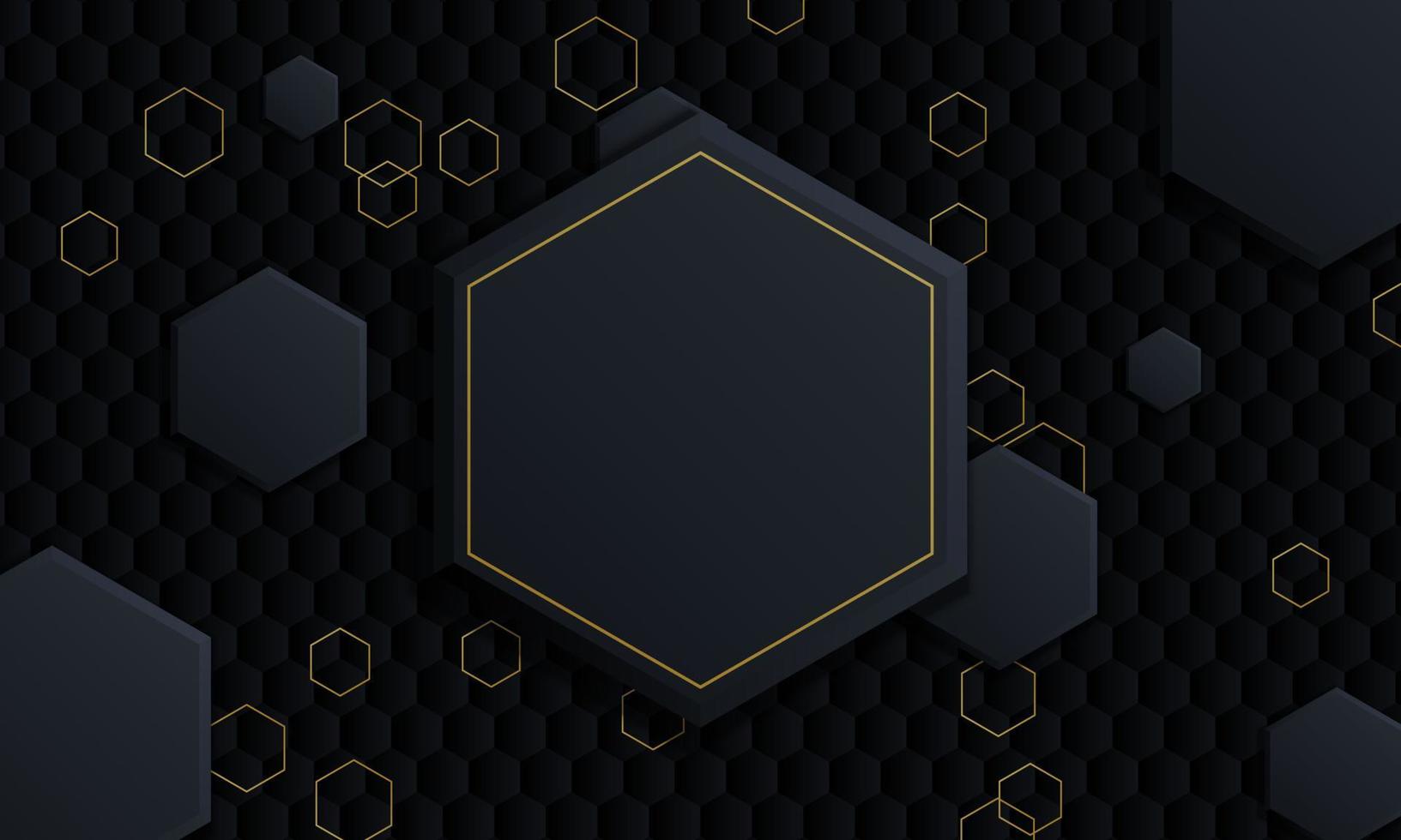 Gradient dark and golden hexagonal background. vector