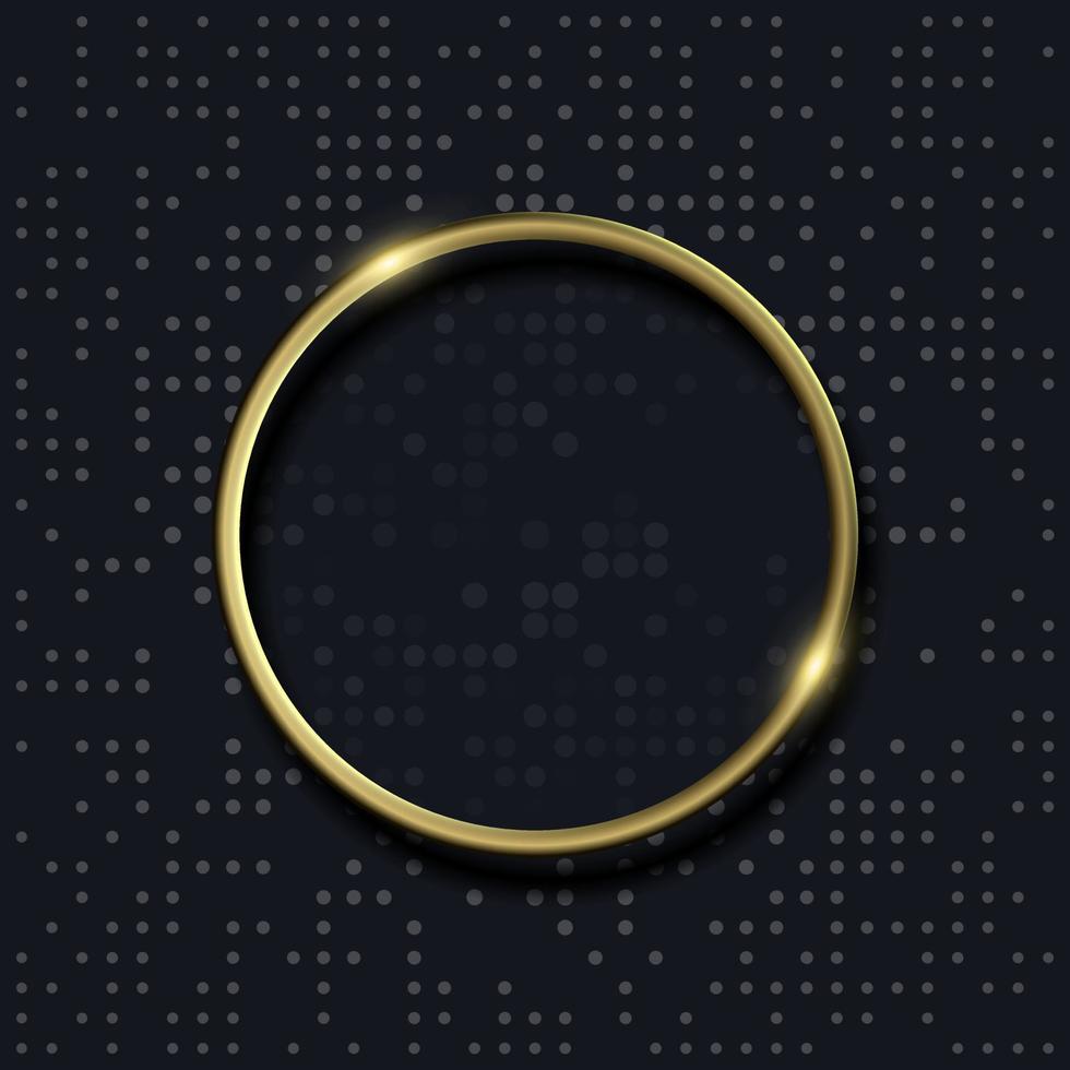 Golden circle shape background with dot pattern. vector