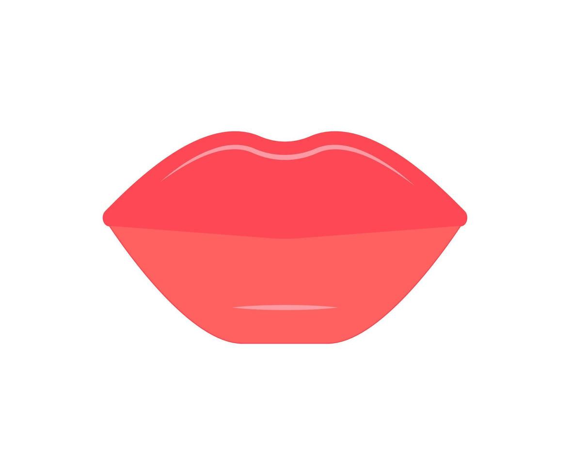 labios rojos de mujer, icono de boca cerrada. parte de la cara. cosmética, maquillaje, cuidado de los labios. ilustración vectorial vector