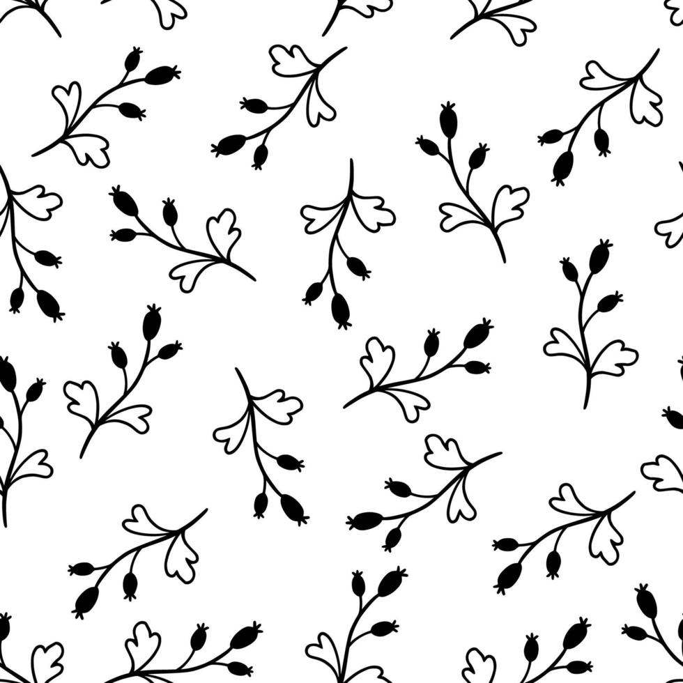 Hand drawn leaf seamless pattern vector