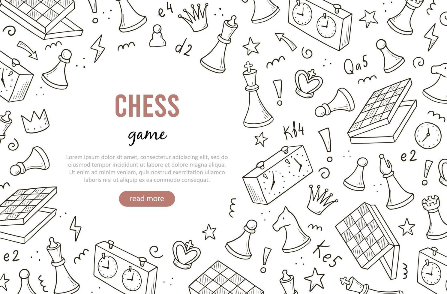 Hand drawn banners template with cartoon chess vector