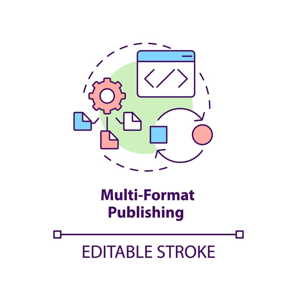 Multi-format publishing concept icon. LCMS feature abstract idea thin line illustration. Open-source software. Isolated outline drawing. Editable stroke. vector
