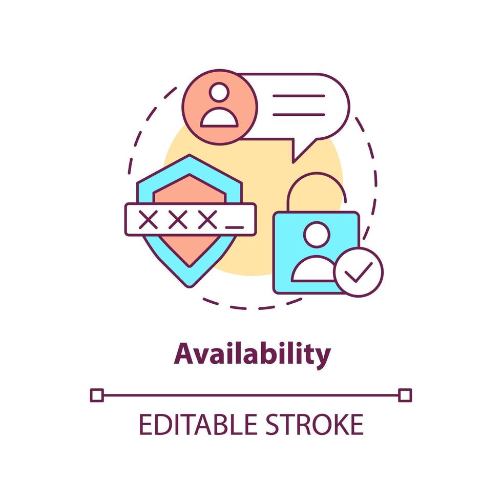 Availability concept icon. Aspect of comment system abstract idea thin line illustration. Sign in to account. Isolated outline drawing. Editable stroke. vector