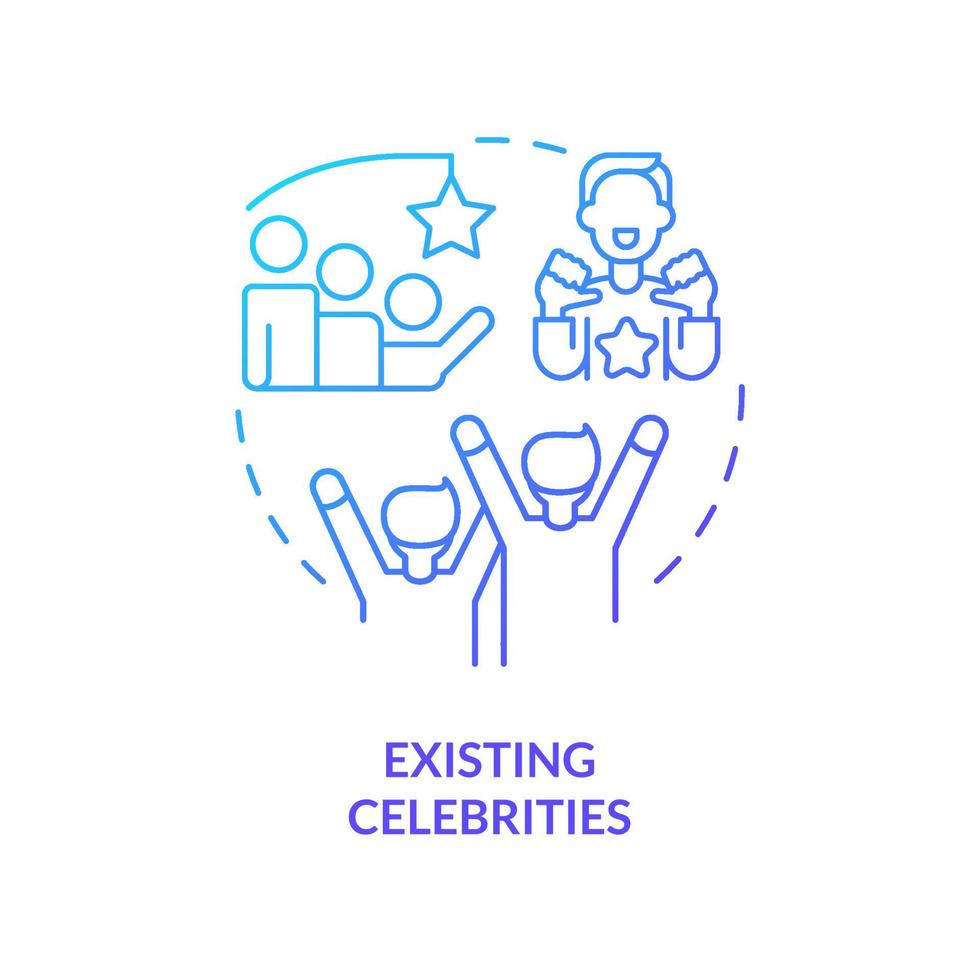 Existing celebrities blue gradient concept icon. Popular person on social media. Type of creators abstract idea thin line illustration. Isolated outline drawing. vector