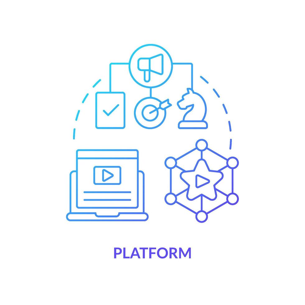 Platform blue gradient concept icon. Online service. Content contribution. Creator economy stakeholder abstract idea thin line illustration. Isolated outline drawing. vector