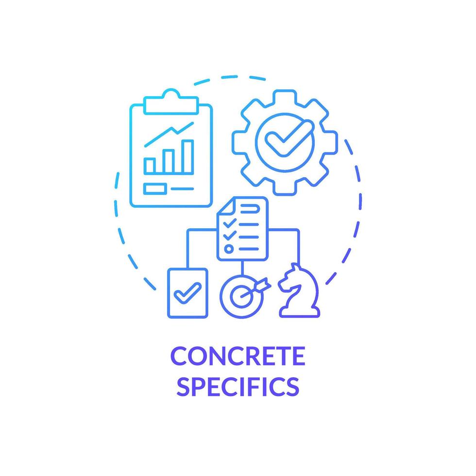 Concrete specifics blue gradient concept icon. Strategy details. Key element of business plan abstract idea thin line illustration. Isolated outline drawing. vector