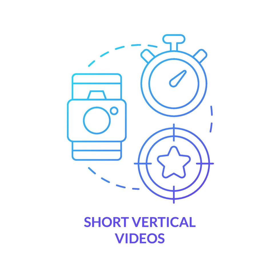 Short vertical videos blue gradient concept icon. Multimedia content format. Social media trend abstract idea thin line illustration. Isolated outline drawing. vector