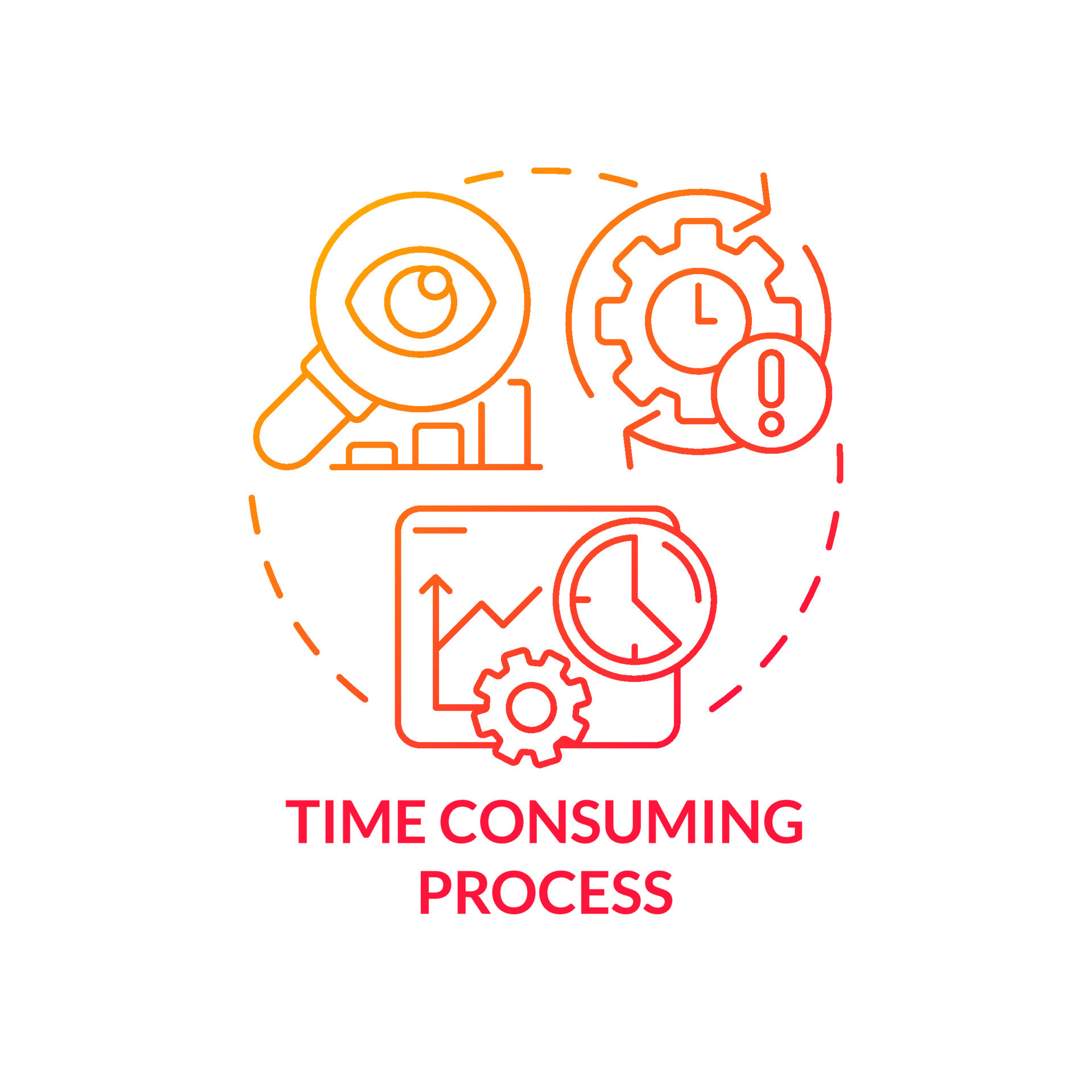 Time consuming process red gradient concept icon. Deadline term