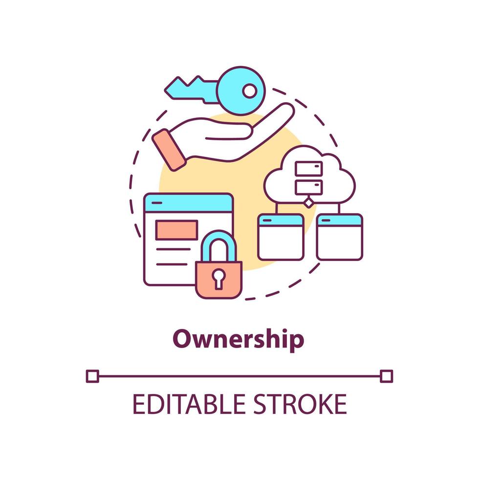 Ownership concept icon. Commenting platform feature abstract idea thin line illustration. Change permissions. Give access. Isolated outline drawing. Editable stroke. vector
