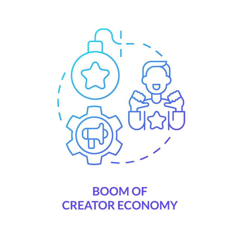 Boom of creator economy blue gradient concept icon. Digital content creation. Social media trend abstract idea thin line illustration. Isolated outline drawing. vector
