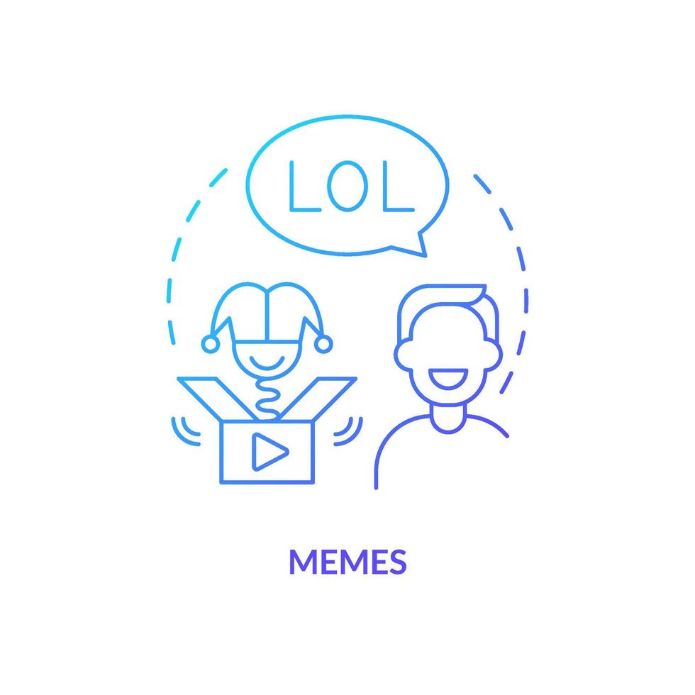 icono de concepto de degradado azul meme. Video y chistes estáticos. contenido divertido tendencia de las redes sociales idea abstracta ilustración de línea delgada. dibujo de contorno aislado. vector