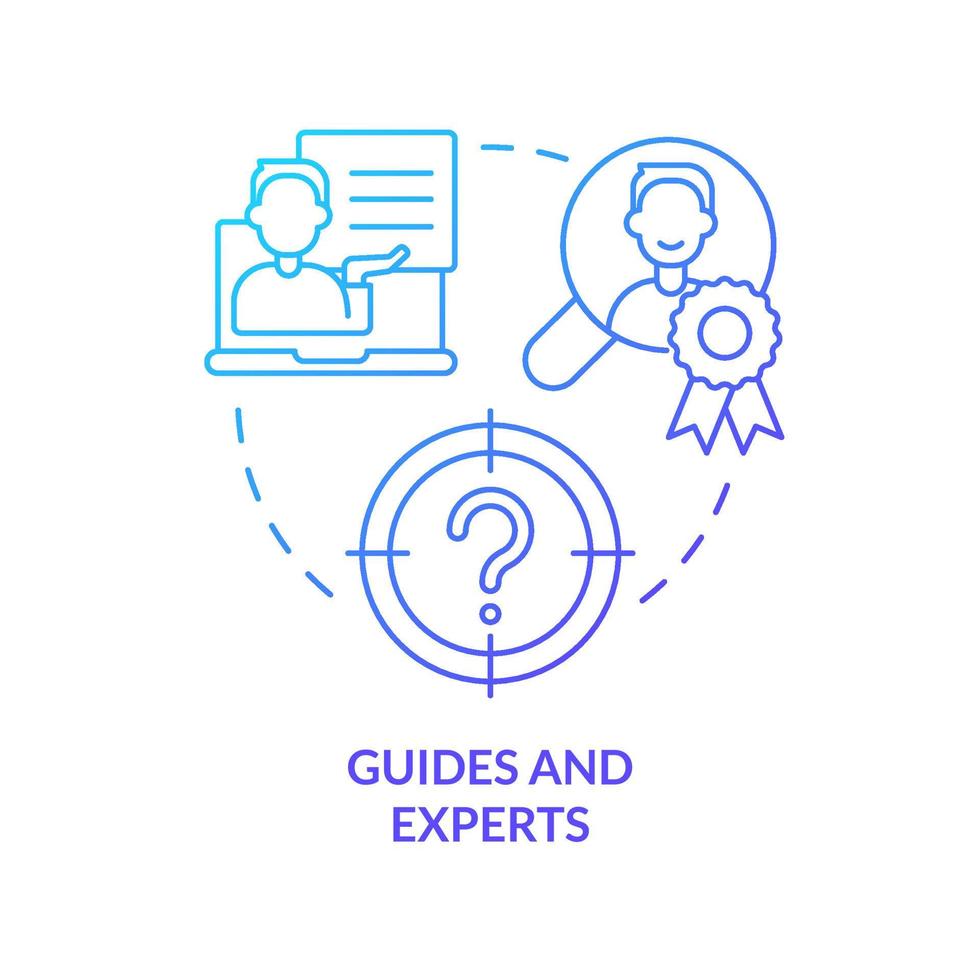 Guides and experts blue gradient concept icon. Knowledge and expertise. Digital content. Type of creators abstract idea thin line illustration. Isolated outline drawing. vector