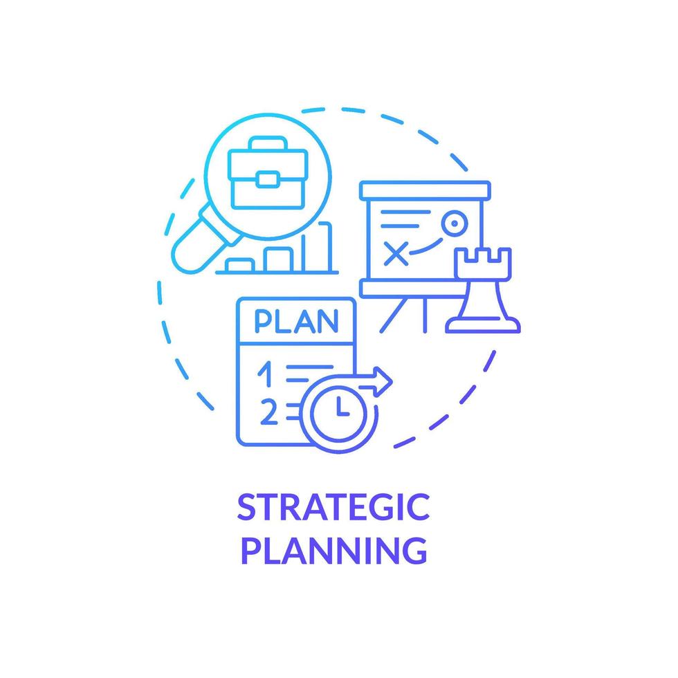 icono de concepto de gradiente azul de planificación estratégica. decisiones y objetivos a largo plazo. tipo de organización idea abstracta ilustración de línea delgada. dibujo de contorno aislado. vector