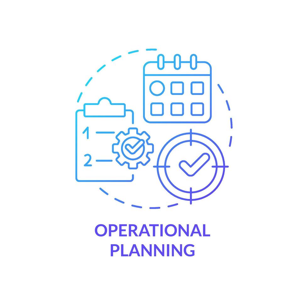 icono de concepto de gradiente azul de planificación operativa. detalización de tareas. estrategia de negocio tipo idea abstracta ilustración de línea delgada. dibujo de contorno aislado. vector