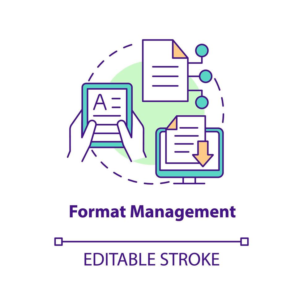 Format management concept icon. Content management system attribute abstract idea thin line illustration. Adaptive design. Isolated outline drawing. Editable stroke. vector