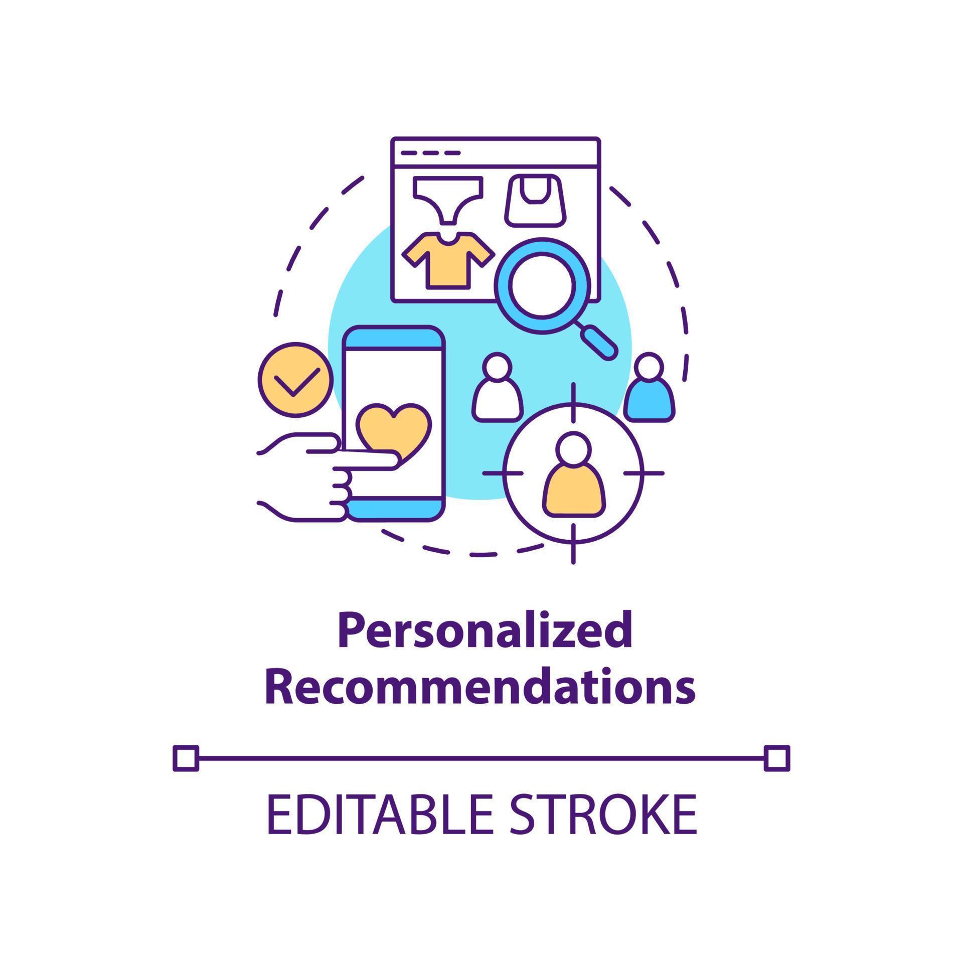 Personalized recommendations concept icon. Boosting conversation with ...