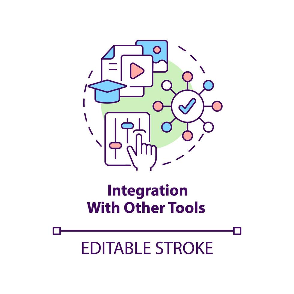 Integration with other tools concept icon. LCMS feature abstract idea thin line illustration. Multimedia content. Isolated outline drawing. Editable stroke. vector