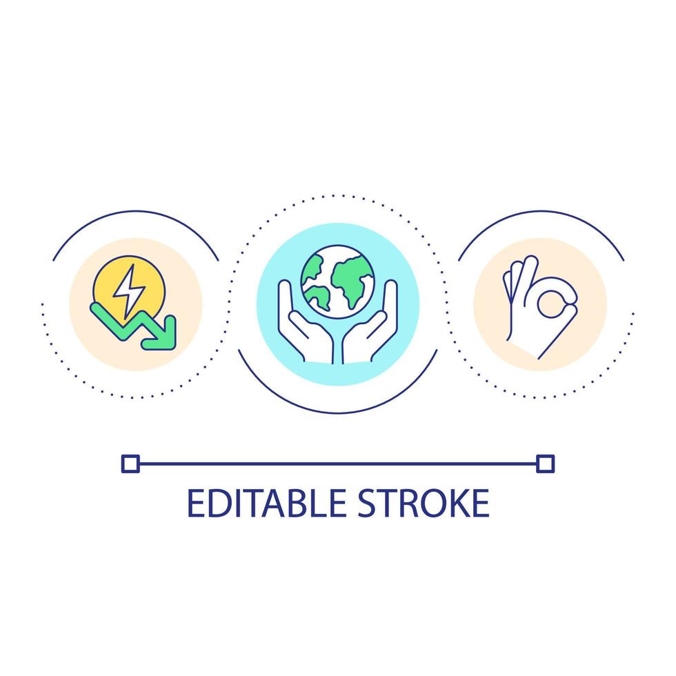 Planet conservation loop concept icon. Reduce energy consumption. Prevent climate change abstract idea thin line illustration. Isolated outline drawing. Editable stroke. vector