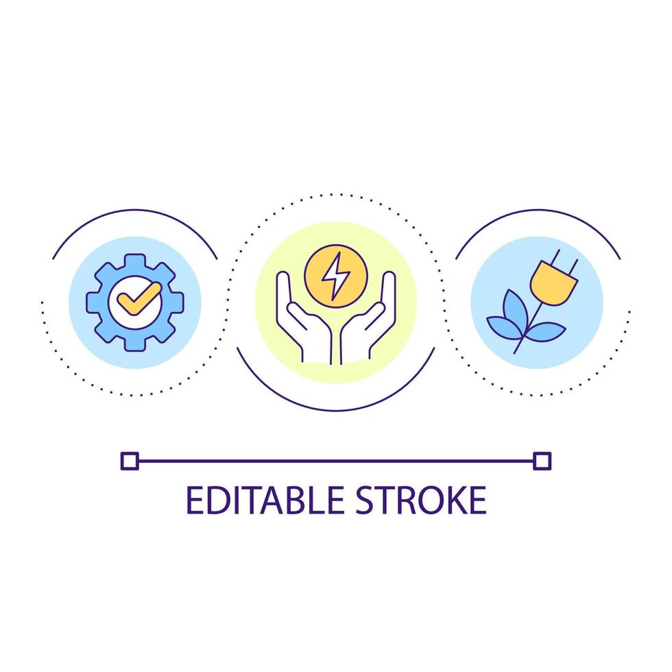 Energy saving loop concept icon. Electricity management. Sustainable consumption of power abstract idea thin line illustration. Isolated outline drawing. Editable stroke. vector