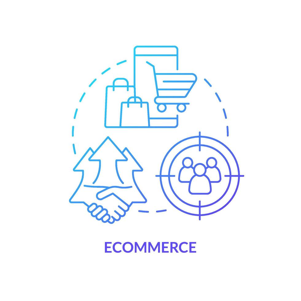 Ecommerce blue gradient concept icon. Social commerce. Live shopping. Creator economy trend abstract idea thin line illustration. Isolated outline drawing. vector