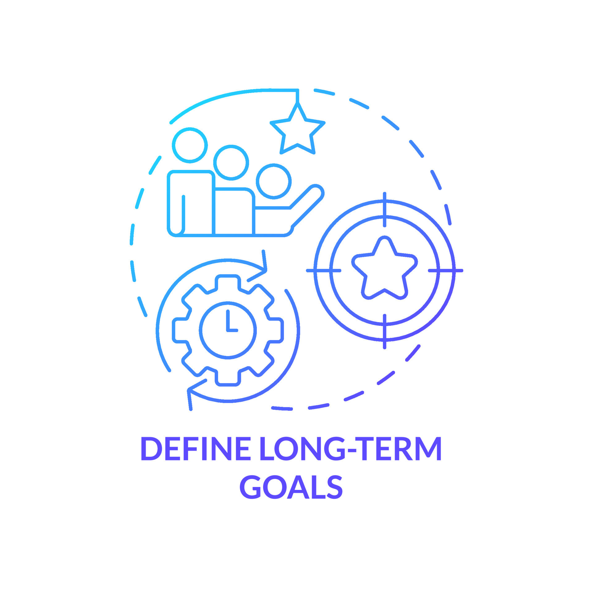 Define long term goals blue gradient concept icon. Incentives for