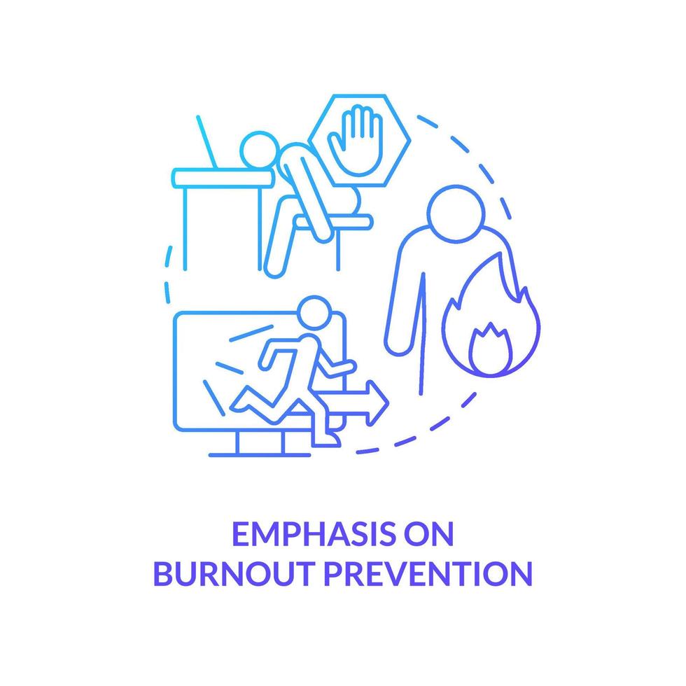 Emphasis on burnout prevention blue gradient concept icon. Overload and overwork. Social media trend abstract idea thin line illustration. Isolated outline drawing. vector