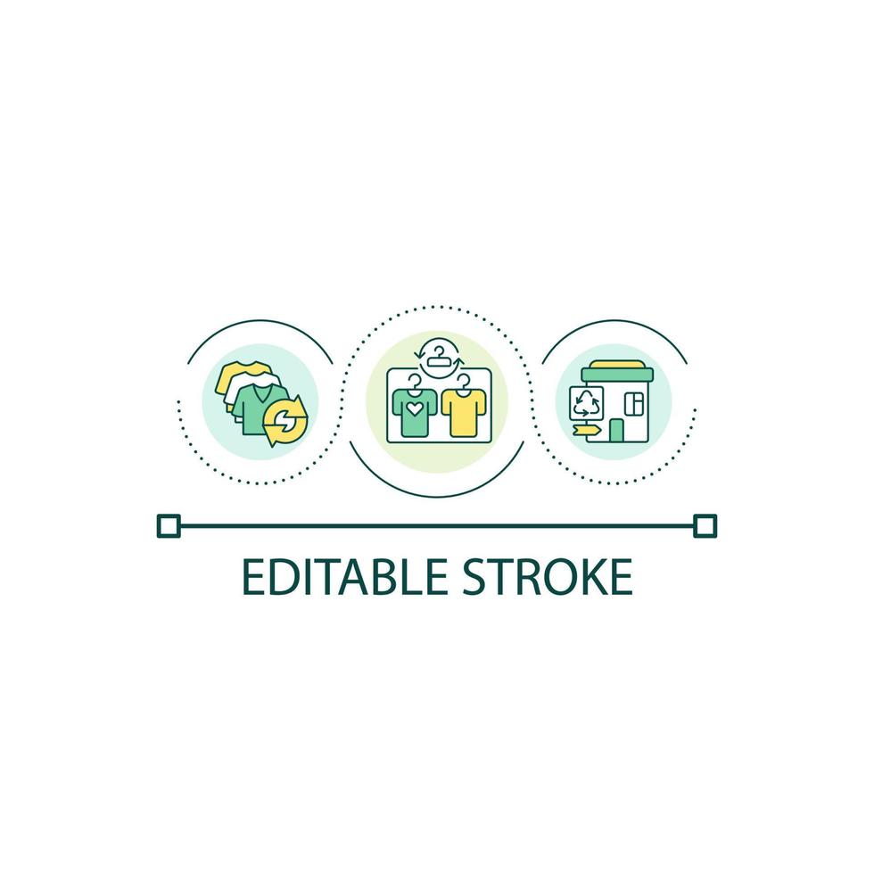 Buying second hand clothes loop concept icon. Secondhand shop abstract idea thin line illustration. Recycled fashion. Thrift retailer. Isolated outline drawing. Editable stroke. vector