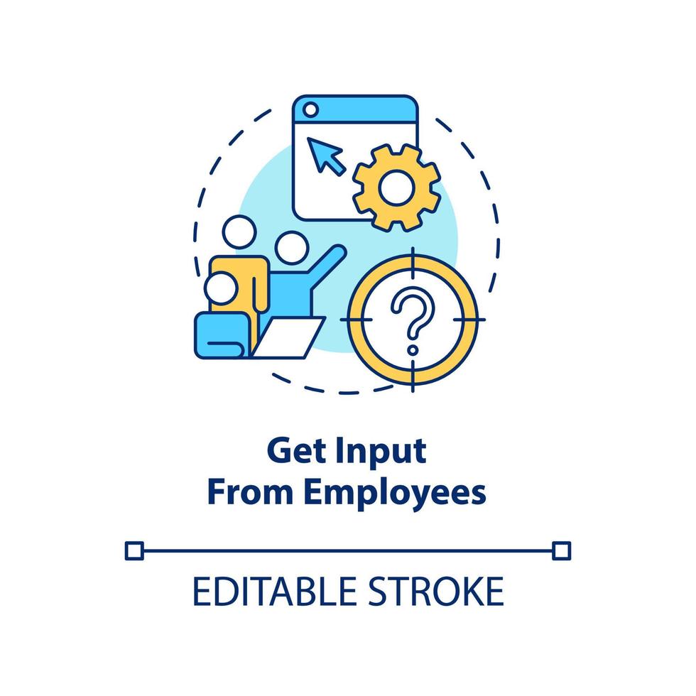 Get input from employees concept icon. Choosing right CMS abstract idea thin line illustration. Business website. Isolated outline drawing. Editable stroke. vector