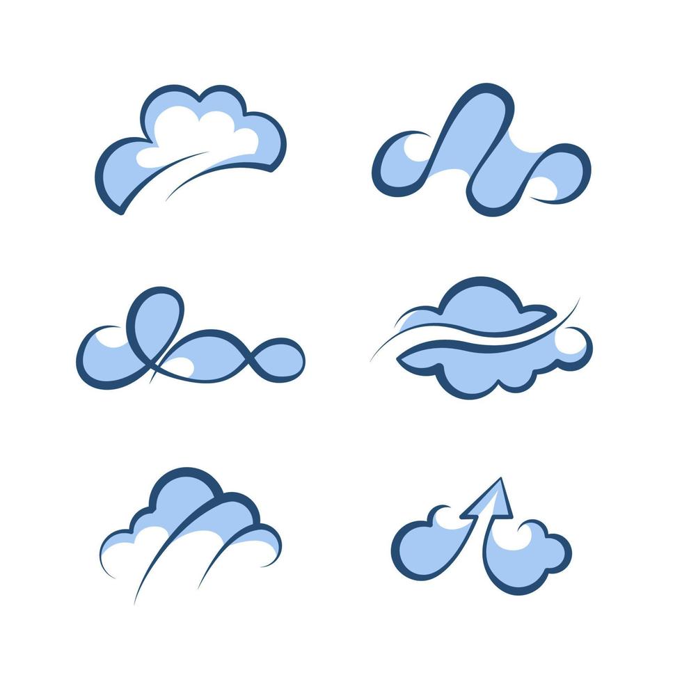 conjunto de logotipo de nube de arte lineal de estética vector