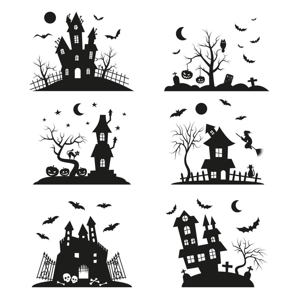 vector set of halloween stencils