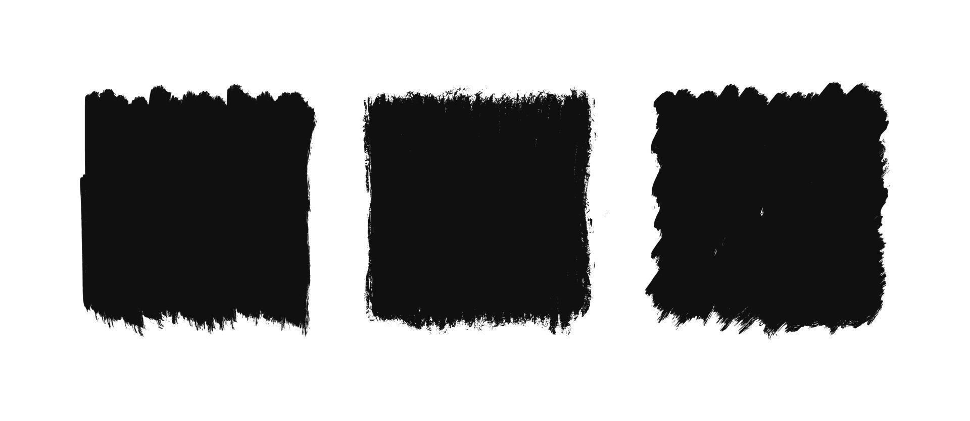 Grunge square template backgrounds. Hand drawn rectangular shapes. Dirty grunge design frames. Chalk drawn square boxes. Vector illustration isolated on white background