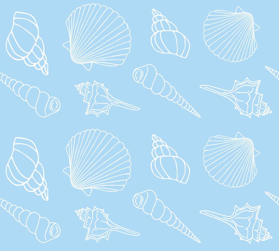 Vector seamless pattern of hand drawn shell
