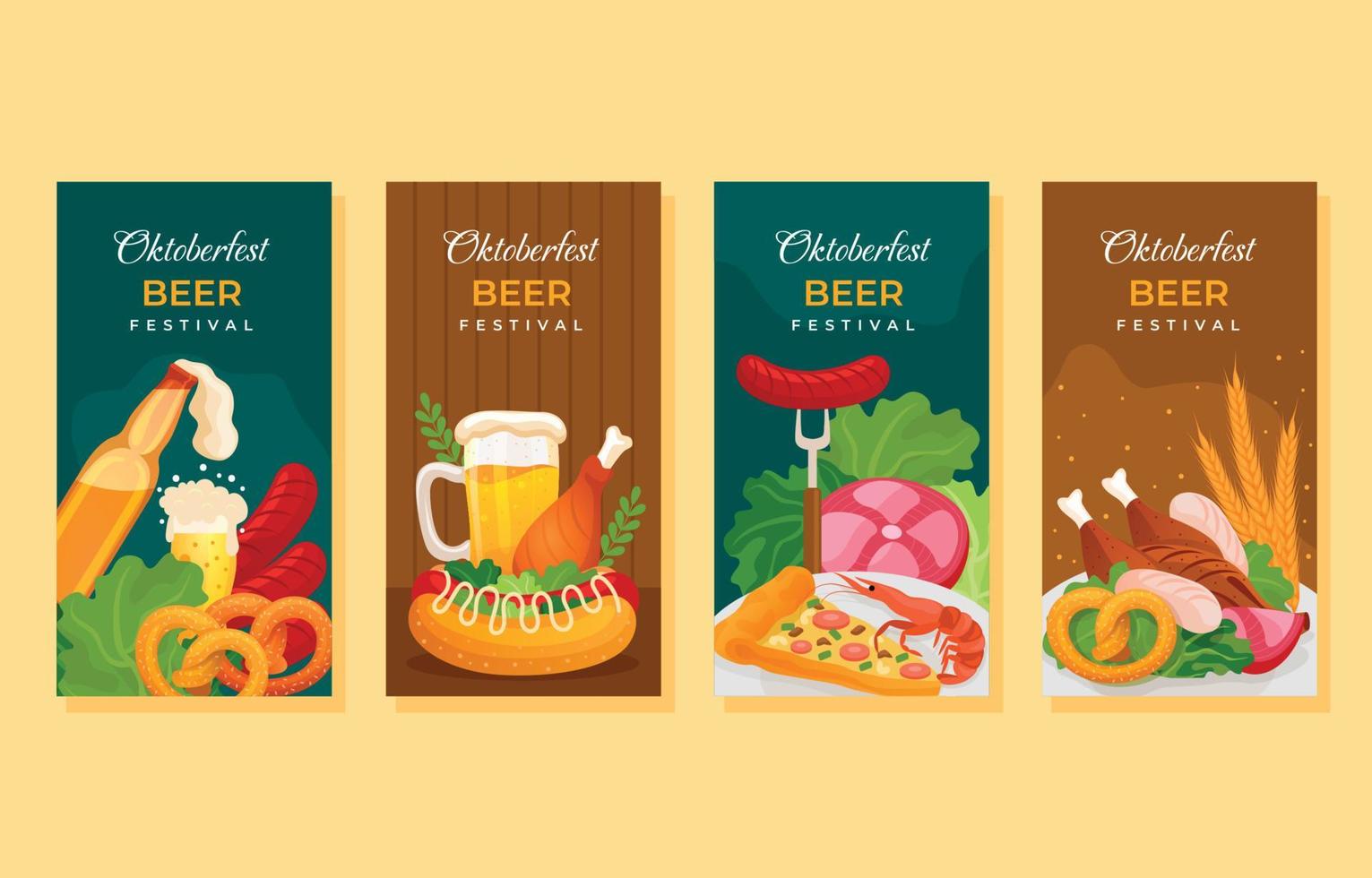Oktoberfest Food and Beverages Social Media Templates vector