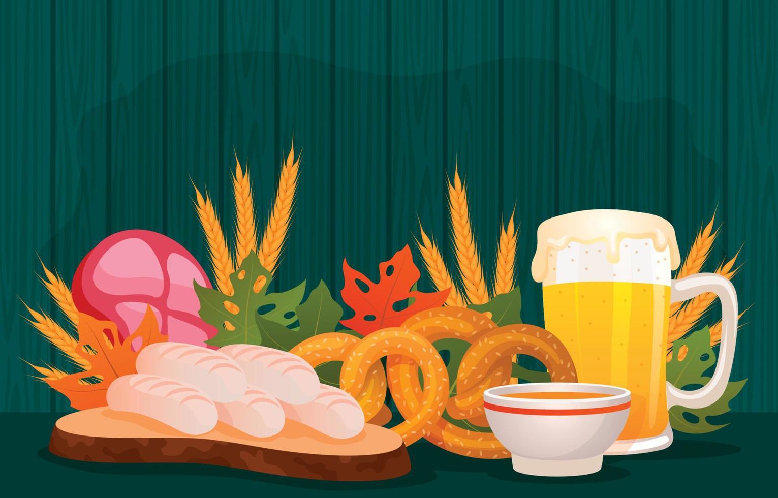 Oktoberfest Food and Beverages vector