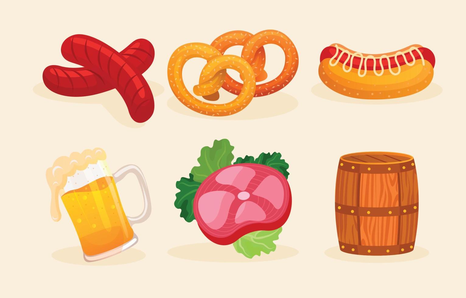 iconos de comida y bebida de oktoberfest vector