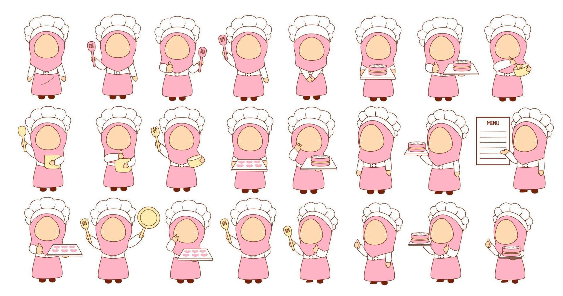 cute and kawaii chef collection vector