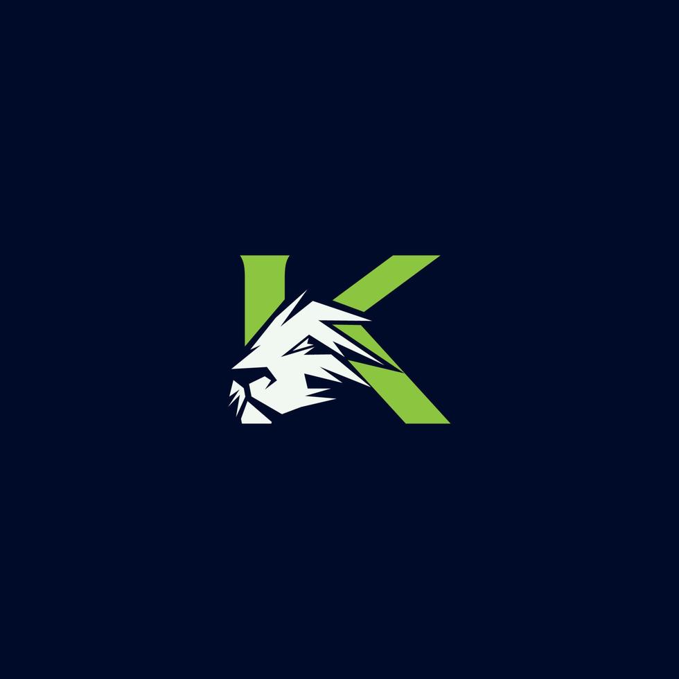 león poder letra k media logo vector
